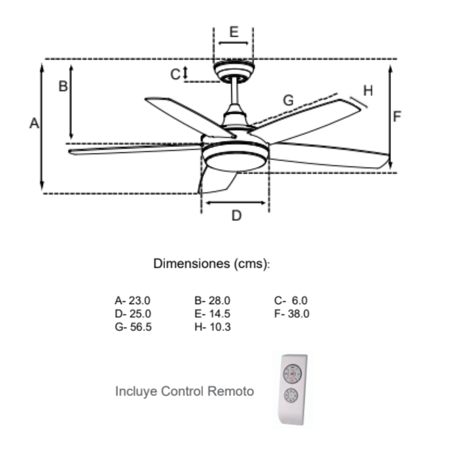 Ventilador Aura Negro 5 Aspas - Wattko